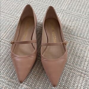 Stuart Weitzman Women's Beige Mary Jane Flats